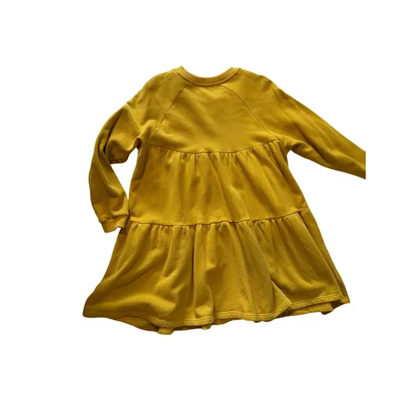 Karlie Mustard Yellow Sweatshirt Dress Tiered Ruffle Cotton Medium - Image 9
