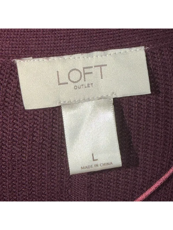 LOFT Outlet Large Burgundy Open Front Cardigan - Image 6