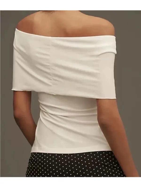 Anthropologie off shoulder off white gathered top blouse XL New NWT Party - Image 6