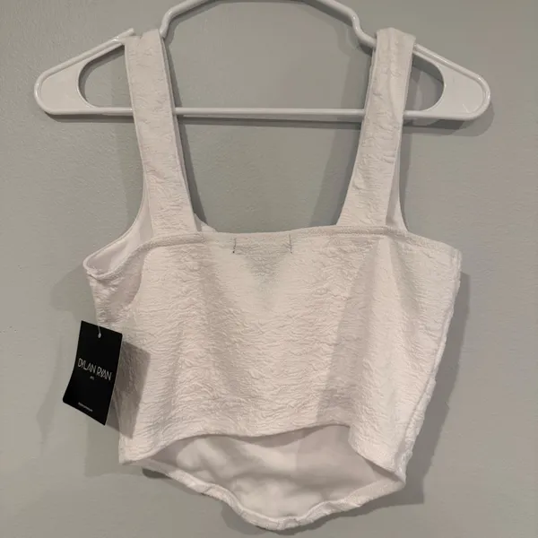 Ross White Textured Corset Crop Top - Image 3