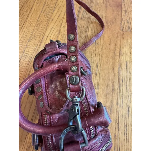 Frye Satchel Bag Womens Mini Red Leather Studded Crossbody - Image 13
