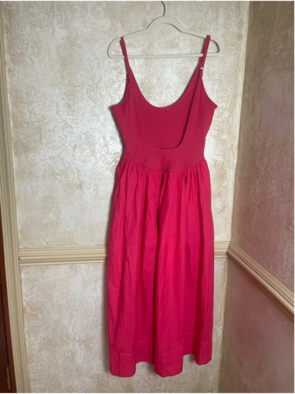 Free People Dylan Midi Dress Cotton Drop Waist Open Back Whimsical Fairy Sz L - Image 7