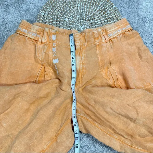 NWT By Anthropologie Embroidered Parachute Pants Linen Blend Boho Mango Mojito L - Image 15