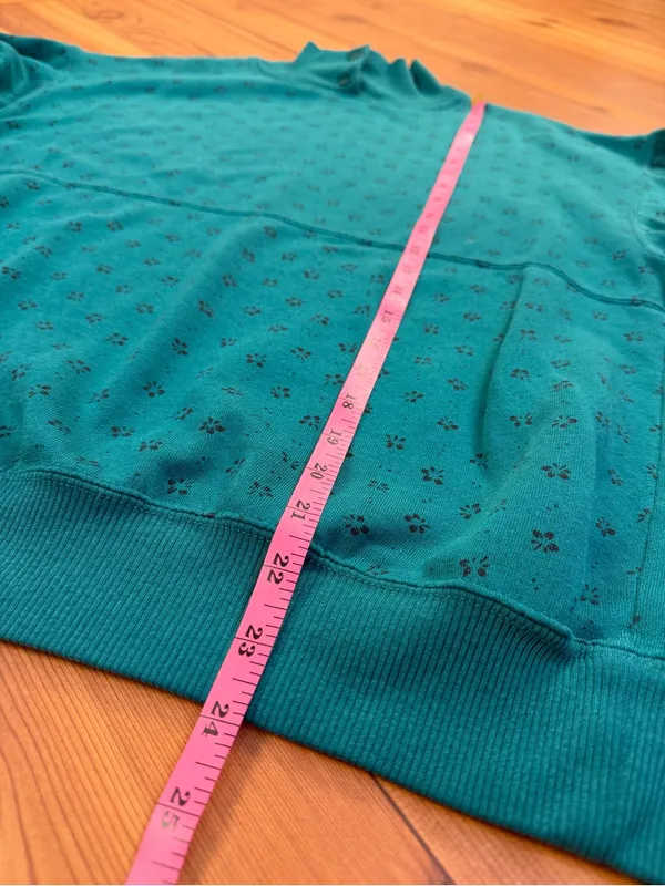 Vtg 90s Trend Basics Teal Floral Polka Dot Mock Neck Sweatshirt Women’s Large - Image 5