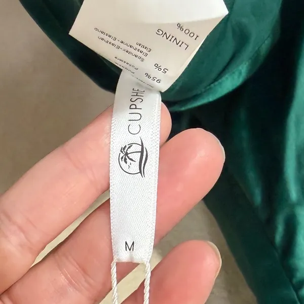 Cupshe‎ Emerald Green Satin One Shoulder Ruched Cocktail Dress Medium NWT - Image 5