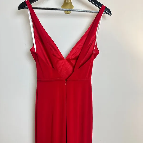 MAC DUGGAL Plunge Neck High Slit Gown in Red Size US 0 - Image 7
