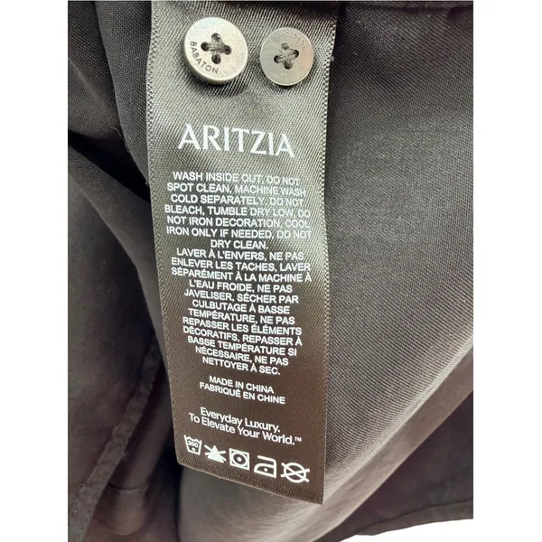 Aritzia Babaton Black Roll Tab Utility Button Down Shirt Blouse XL Quiet Luxury - Image 5