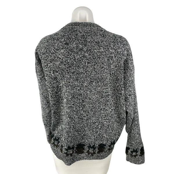 Michael Gerald Womens Gray Geometric Crewneck Long Sleeve Knit Sweater Top Sz L - Image 2