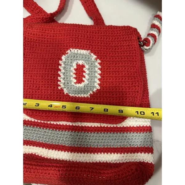 Ohio State Buckeyes Crochet Convertible Drawstring Backpack Bag & Glasses Case Red - Image 4