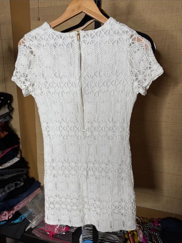 Lulus Love You For Eternity White Crochet Lace Shift Dress Size Small Like New - Image 9