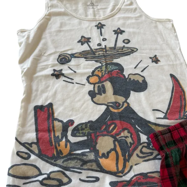 Disney Parks Mickey Mouse Women’s Pajama Set Holiday Mickey on Skis - Image 3