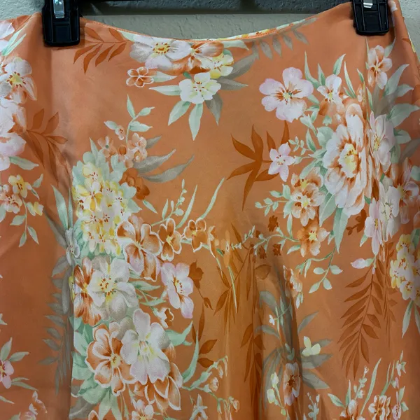 Jones New York Flowy Orange Silk Floral Ruffle Tiered Mini Skirt Size 10 Petite - Image 5