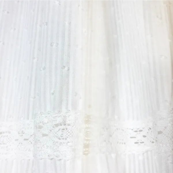 Lulu's Folklore Swiss Dot Lace Trim Tiered Gauze Midi Dress Pinstripe White M - Image 7
