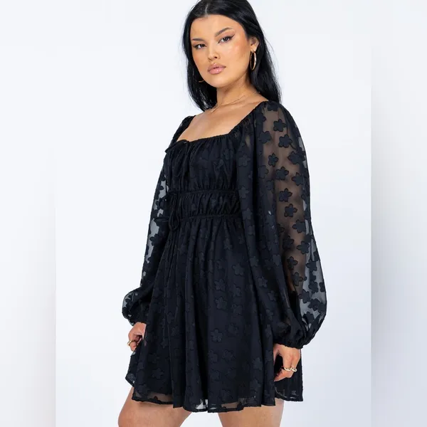 Princess Polly Alisha Long Sleeve Mini Dress in Black Size 4 New with tag - Image 3