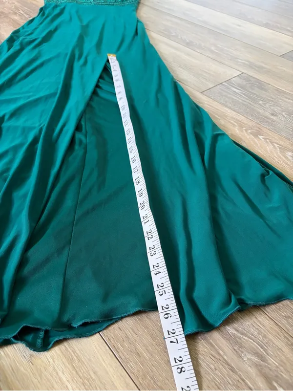 Sherri Hill Teal Beaded Halter Prom Gown with Side Slit - Image 15