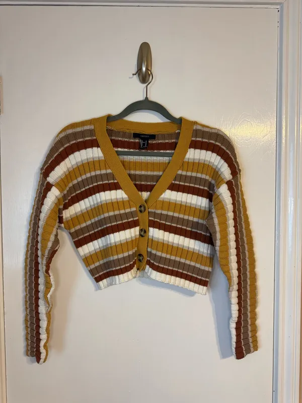 Forever 21 Retro Striped Cropped Cardigan, Size M , Pre-owned / No Flaws - Image 6