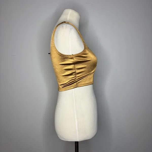 Blue Blush- Gold Metallic Cropped Tank Top - Image 4