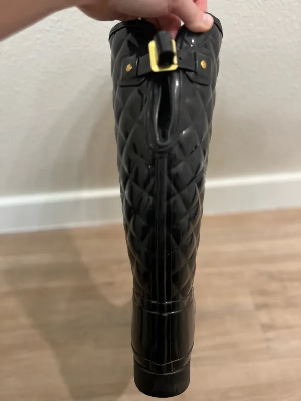 Black Quilted Hunter Rain Boots - Image 10