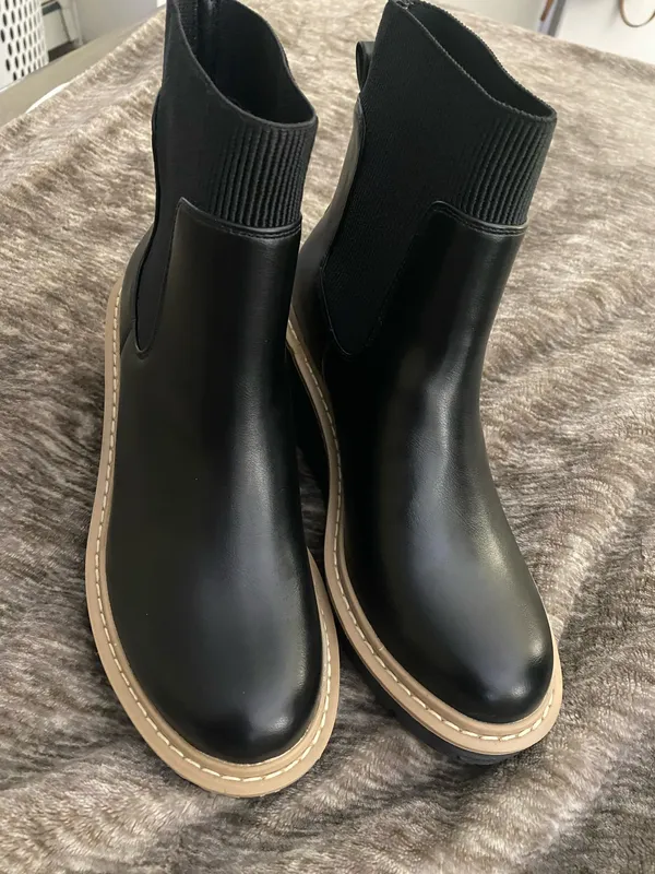 Womens IDIFU Platform Leather Boots Size 7 Black - Image 2