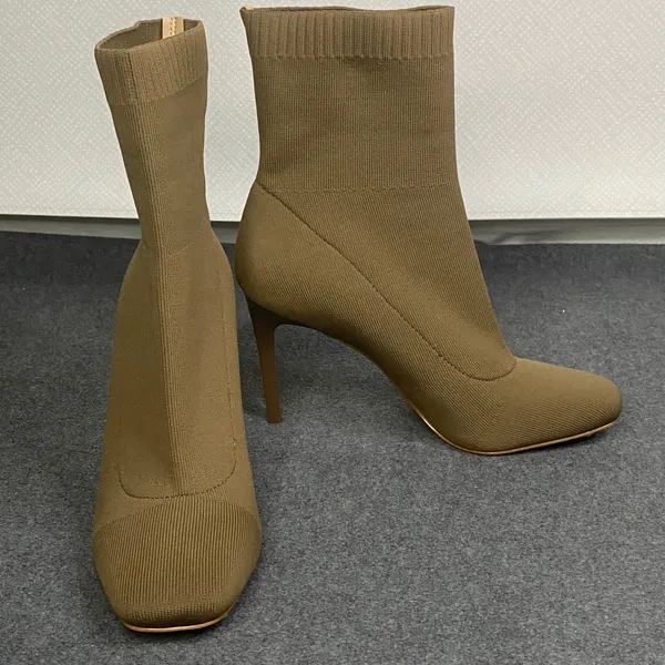 INC‎ Knit Sock Boots Women's Stiletto Heel Pull On Ankle Chic Taupe 8.5M EUC - Image 8