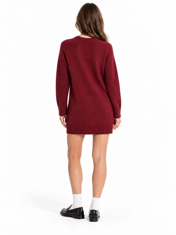 Abercrombie & Fitch Madeline Red Wool Blend Sweater Mini Dress NWT M TALL - Image 4