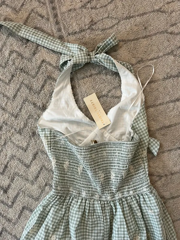 Gingham ZARA Dress Maxi Halter - Image 5