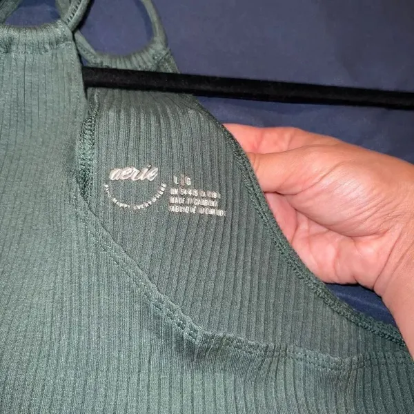 Aerie Rebel Tie Cropped Tank Top in sage green size L - Image 2