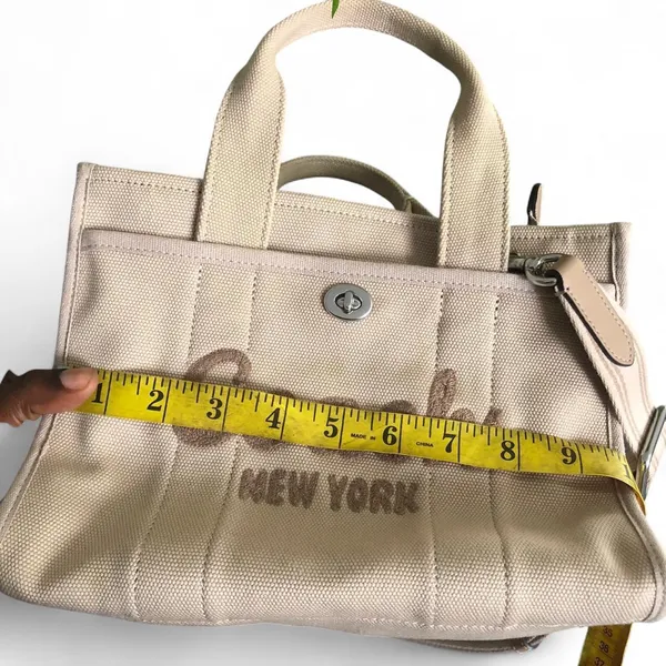 COACH CP164 Cargo Tote 26 Tan Beige Natural Canvas Carryall Crossbody Top Handle - Image 5