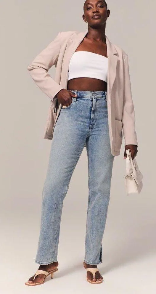 Abercrombie Ultra High Rise 90s Straight Jean, Light with Vent Hem - Image 2