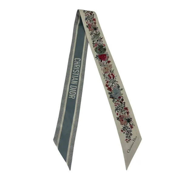 Christian Dior Toile de Jouy‎ Floral Silk Mitzah Scarf Beige Multicolor - Image 5