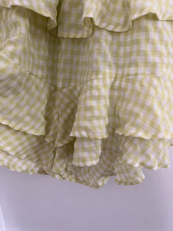 Mable Gingham Plaid Ruffled Romper - Image 5