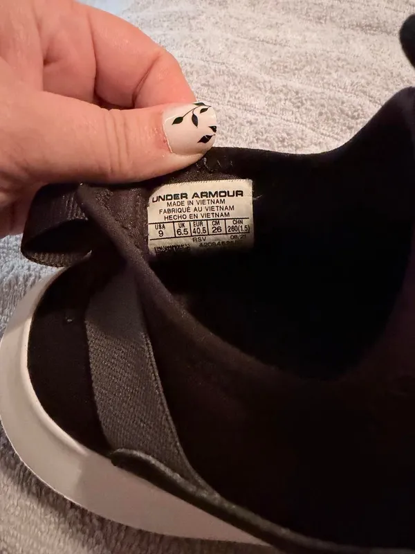 Under Armour Womens Size 9 Black White Slip On Sneakers Velcro Strap Athletic Shoes - Image 2