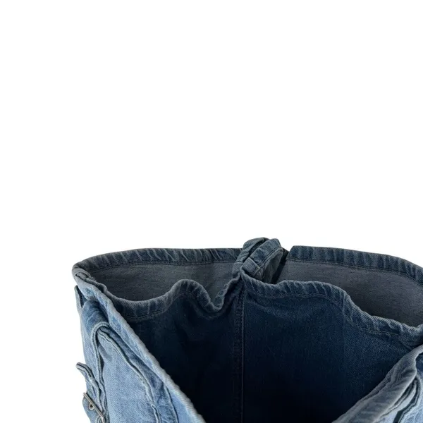 Free‎ People Denim Cargo Mini Skort Utility Pocket Buckle Blue Size 25 - Image 6