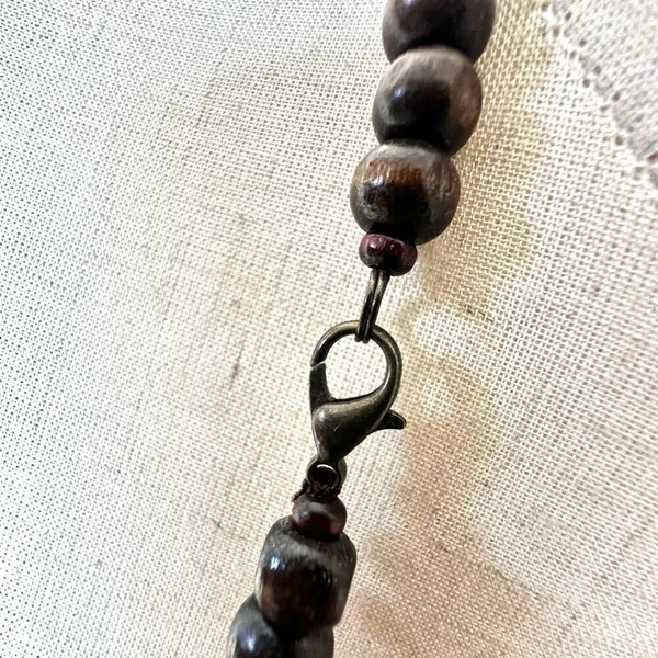 Ethnic wood beaded large pendant necklace - Image 5