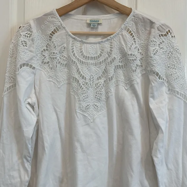 Sundance eyelet long sleeve cotton top - Image 3