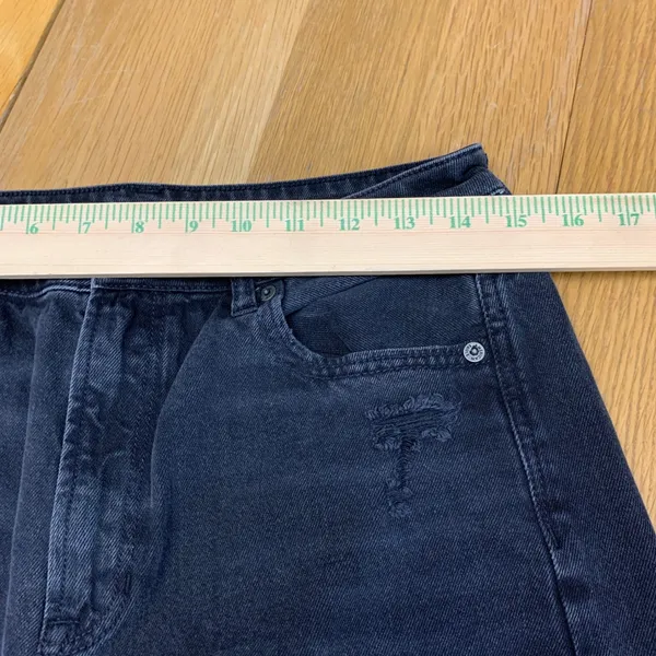 American Eagle Mom Straight‎ Distressed Jeans Washed Black Size 10 Regular Rip - Image 2
