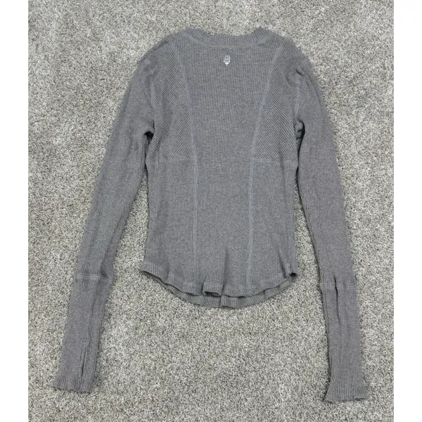 Free People Movement Ribbed Long Sleeve Fitted Top Thumbholes Gray Size L - Image 5