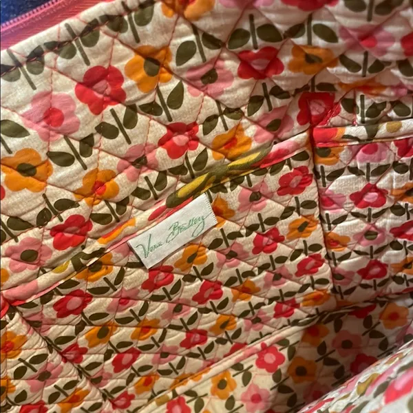 Floral Vera Bradley Tote Bag - Pink and Green - Image 3