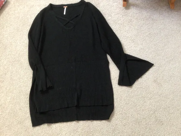 Free People Black Long Sleeve Crisscross Tunic Sweater—Xsm - Image 7