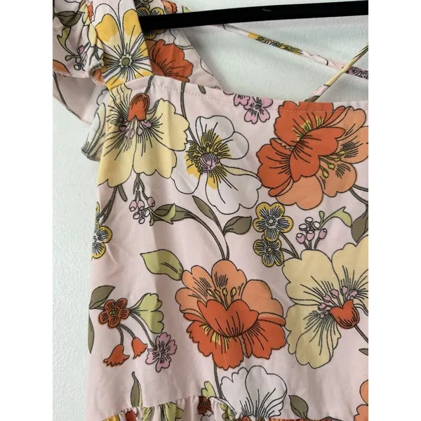 NWT Lottie & Holly Large Retro Floral Ruffle Sleeve Knee Length Dress Size Large - Image 4