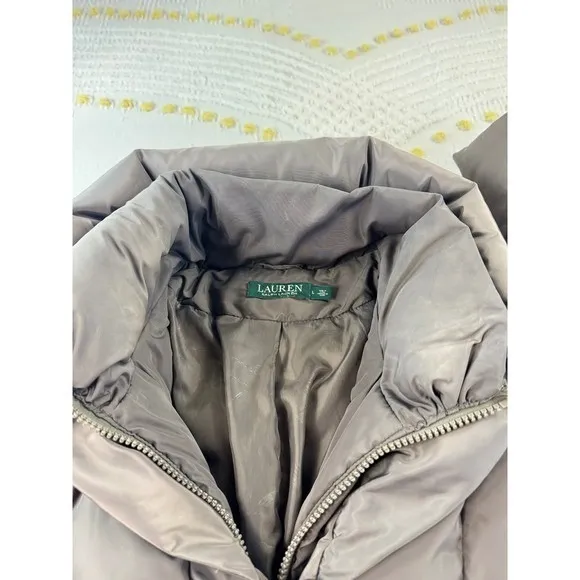 Lauren‎ Ralph Lauren Womens Taupe Down Filled Puffer Toggle Parka Coat Large - Image 10