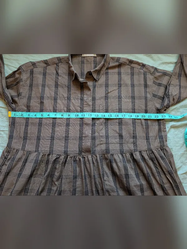 NWOT Everlane The Field Checkered Oversized Midi Dress Small Brown/Black - Image 5