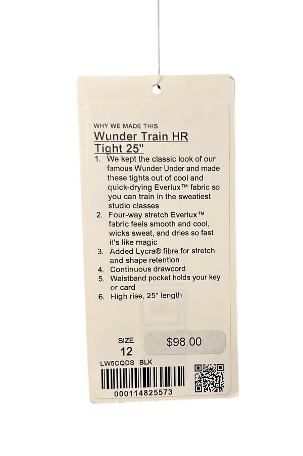 NEW Wunder Train HR Tight 28" Size 12 Black Authentic - Image 4