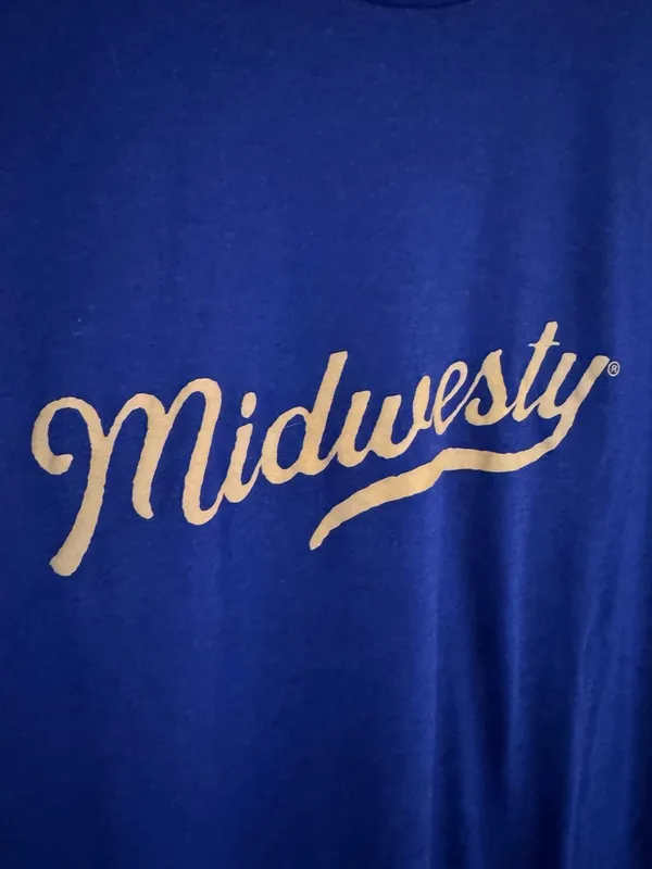 Women’s Midwest Girl “Midwesty” Script Graphic T-Shirt Royal Blue Large - Image 3