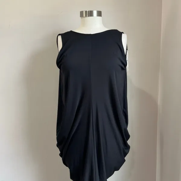 Zara‎ Black Draped Midi Dress XS NWT Elegant Minimalist Cocktail Chic - Image 5