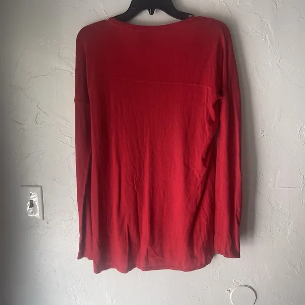 C & C California Size Medium Red Round Neck Long Sleeve Wool Cashmere‎ Sweater - Image 8