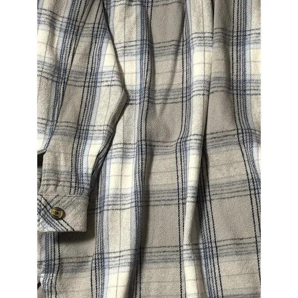 NWT Aerie Plaid Shacket Jacket Cream Blue Gray‎ Large Oversized Cozy Heavyweight - Image 8