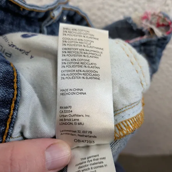 Pilcro Anthropologie The Signature High Rise Shorts Blue Distressed Patchwork 31 - Image 8