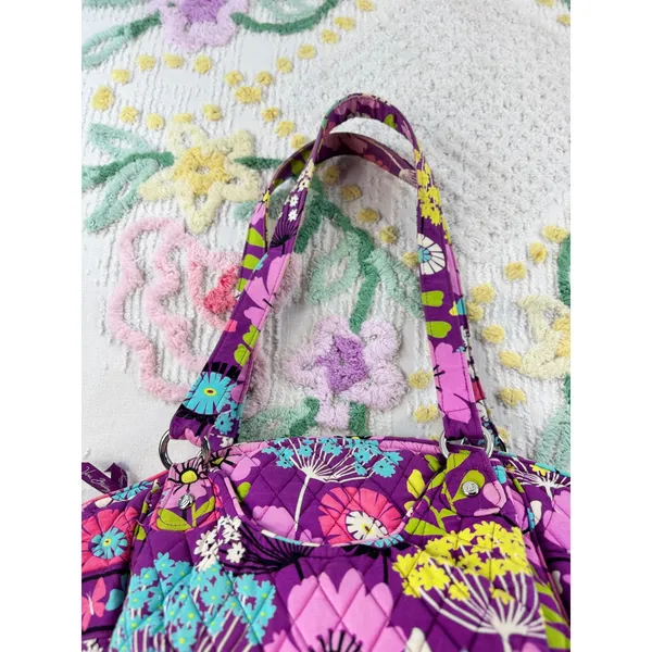 Vera Bradley Purple Floral Quilted Cotton‎ Shoulder Bag Butterfly Print Tote - Image 6