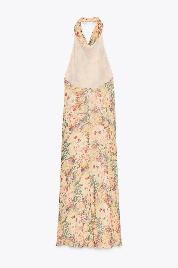 Zara floral Boho open back Halter Maxi summer vacation Dress - Image 6